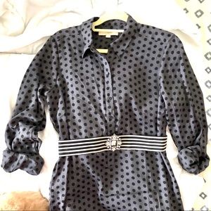 LOFT Shirtdress in Grey & Black Polka Dots - Sz. M